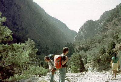 Setting out on the Samaria Gorge hike in Crete, Greece