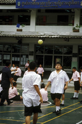 Schoolyard near Wat Trimitr,  temple of the Golden Buddha