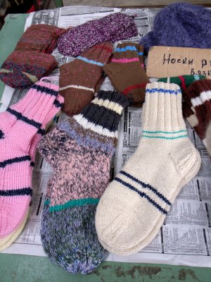 Hand made socks at the market