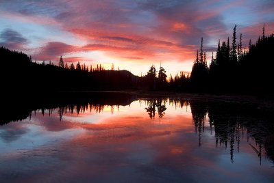 Mt Rainier NP - Reflection Lake Red Sunrise