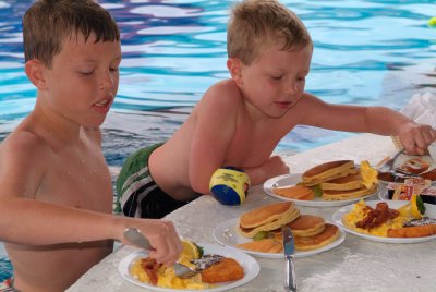 Eating Pancakes In the Pool in Mexico
