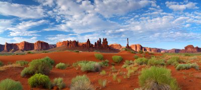 Monument Valley - Totems Rabbit Brush  Clouds 23x51