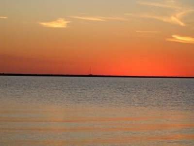 Orange sky and orange water