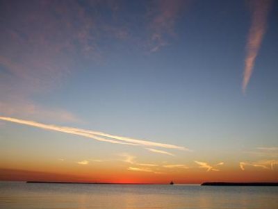 Blue, orange and white sky