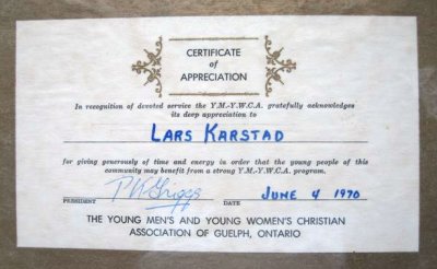 1970 - YMYWCA Certificate of Appreciation