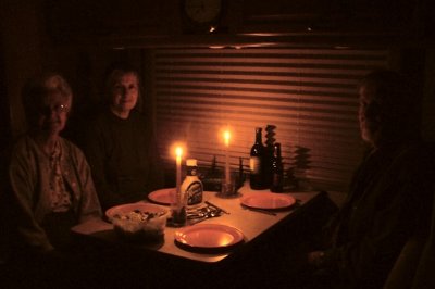 Dinner by candlelight to save on the RV batteries.
