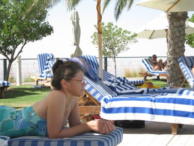 Pool-side watching the kids.  Even though in shade, we still got a bit of a burn.