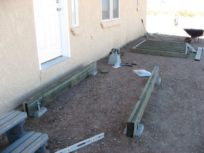 Cement blocks plus support beams