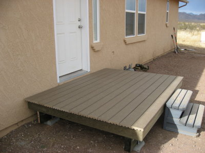 The porch with the synthetic wood decking