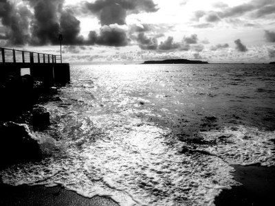 Pier at Bowleaze Cove in Black and White