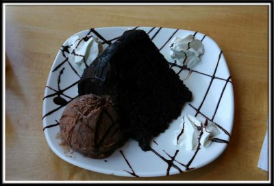 Chocolate, Chocolate, Chocolate cake (with chocolate ice cream)