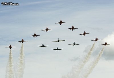 Red Arrows, Hurricane & 3 Spifires