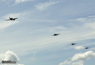 Hurricane leads 3 Spifires