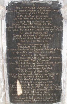 Memorial to the much-married Mrs Johnson