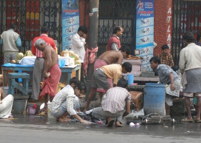 Washing in the street