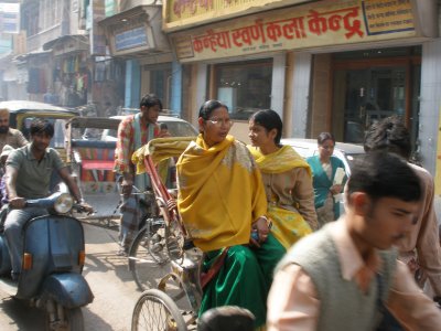 Rickshaws in busy street
