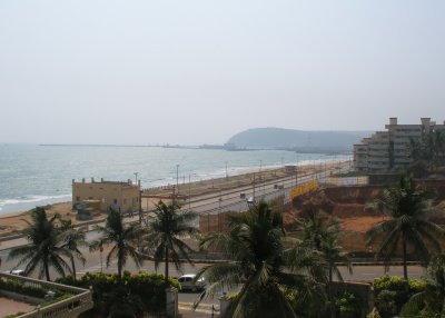 Seashore, Vizag, from my hotel, looking south