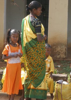 Woman and children on platform