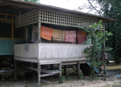 Sarongs drying, Kampung Pulau Duyong