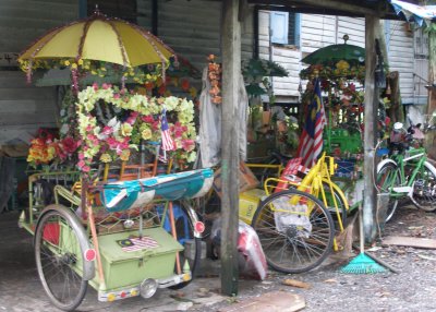Rickshaw garage, kampung, Melaka