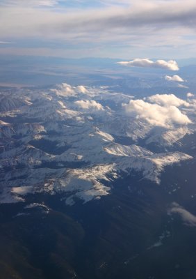 Snow-capped mountains.