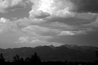 Storm clouds over the mountains.