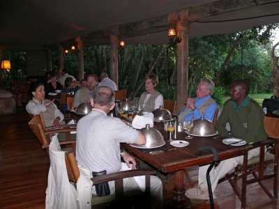 Supper at Bateleur - EVERYONE is very enthralled with what Gloria is saying!