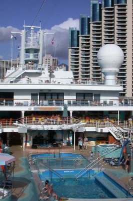 The swimming pools, looking forward
