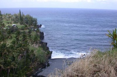 A black sand beach