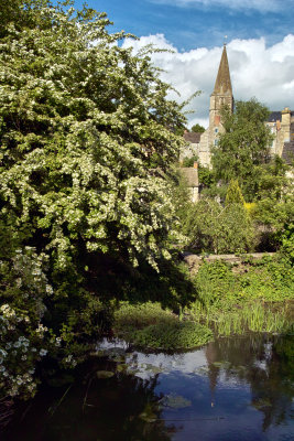Malmesbury from river, Wiltshire, UK