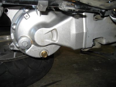 New rear drive guided into place. Note caliper is not installed. This made it easier to lift and work with