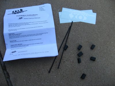 Instructions and provided parts for installation