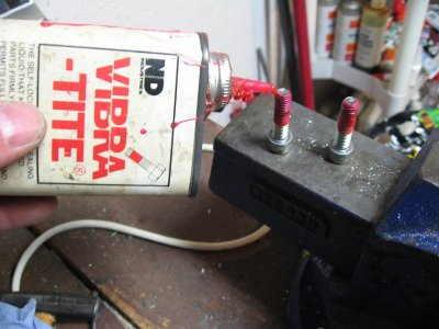 Applying Vibra Tite to bar end bolts