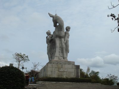 deer statue on top