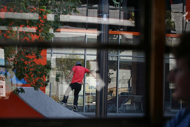 Melbourne Skateboarder from a moving tram