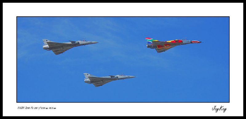 Mirage III with two Cheetas