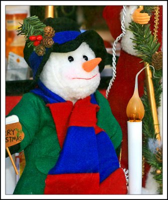 Christmas Snowman in the Window on January Fourth