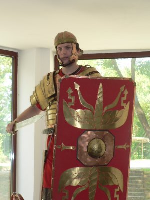 They dressed Max as a Roman Soldier at a museum in Razgrad