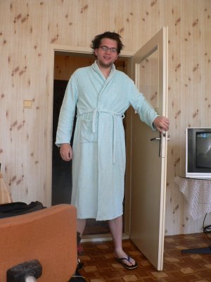 Everything was too small for Max in Bulgaria - the robes, the doors...