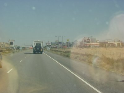 Snoopy towing ahead coming into Nevada at Primm !!!