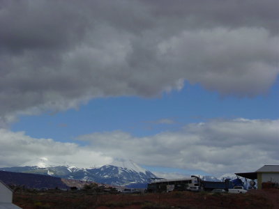 Cloud's wright down on top of the La Sal Mountain's