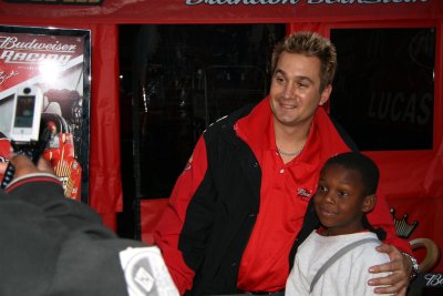 Brandon Bernstein driver of Bud beer wagon dragster.