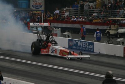 Larry Dixon in Don Prudhomme dragster and new sponsor.