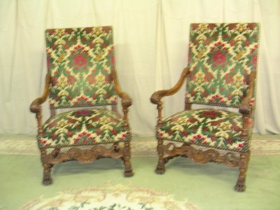 500. pr of large heavily carved french armchairs111.JPG