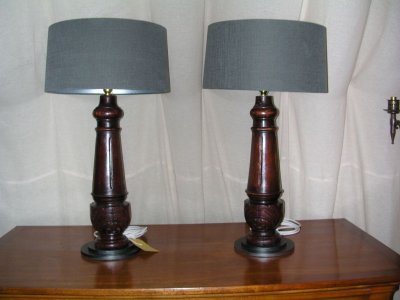 609. Pr large carved table lamps.JPG