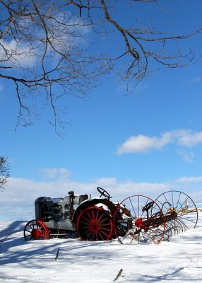 Tractor in Snow Portrait
