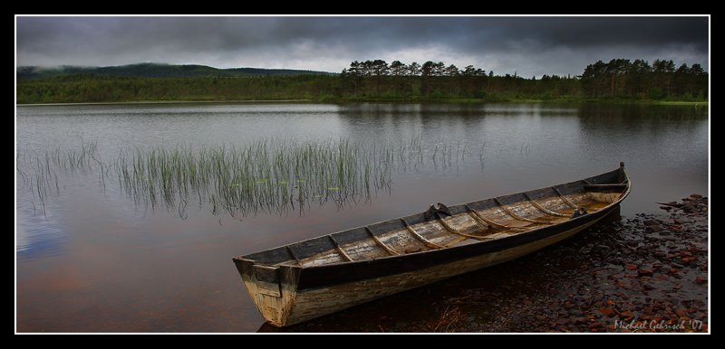 Canoe on lake in Dalarna