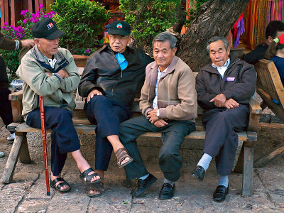 Four Old Men at Lijiang Ancient Town