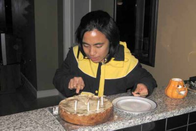 Christiane Cuts her Birthday Cake