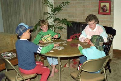 1990, Christmas, Card Game in Progress